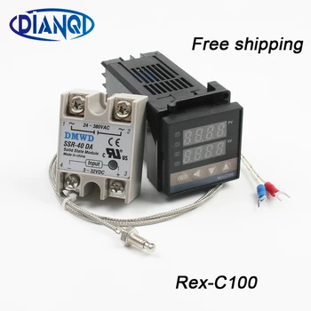 REX-C100 Skaitmeninis PID Reguliatorius Termostatas SSR produkcija + Max.40A SSR Relė + K, Termopora Zondas