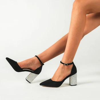 RIBETRINI Ponios Saldus Seklių Pažymėjo Tne Batai Mados Aukšti Kulniukai Kristalų Moterų Sandalai Elegantiškas Seklių Vasaros Sandalai