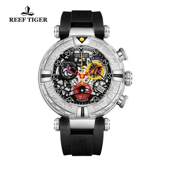 Rifas Tigras/RT Naujas Dizainas Top Brand Vyrų Laikrodžiai Skeletas Sporto Laikrodžiai Gumos Dirželis Prabanga Skaidrus Didelis Žiūrėti RGA3059-S