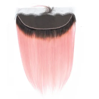 Rožinės spalvos Susiejamos Su Priekinės Uždarymo 1B/ Rausva Sumaniai Spalvos Malaizijos Remy Human Hair Aukso Rožinė Plaukų Audžia 3 Ryšulius Su Priekinės