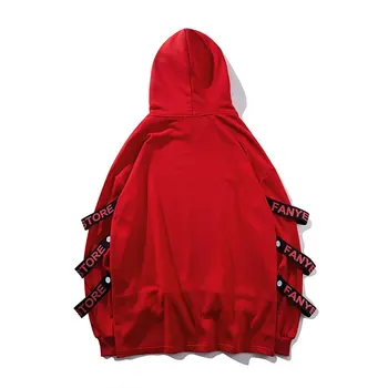 Rudens-žiemos vyrų juostelės kratinys hip-hop hoodie juoda raudona streetwear moterų netikrą dviejų dalių derliaus hoodies fleece series