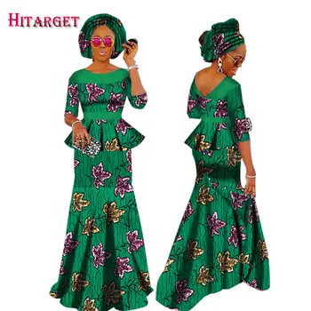 Rudenį Afrikos Suknelės Moterims Privačių Užsakymą Moterys Afrikos Dashiki Sijonas Set+Galvos Skara 3 Gabalus Drabužių pritaikoma WY1630