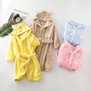 Rudenį ir žiemą baby girl chalatas vaikų pižama minkštas aksominis šiltas gobtuvu vaikų drabužius, rankšluostį mažylis berniukas drabužiai
