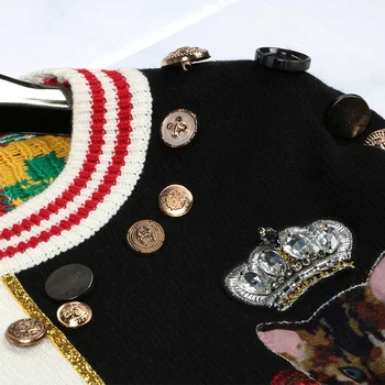Rudenį, Žiemą Ir Tūpimo Tako Dizaineris Rožių Gėlių Siuvinėjimas Mygtukai Megzti Megztinis 2020 Streetwear Prarasti Atsitiktinis Megztinis