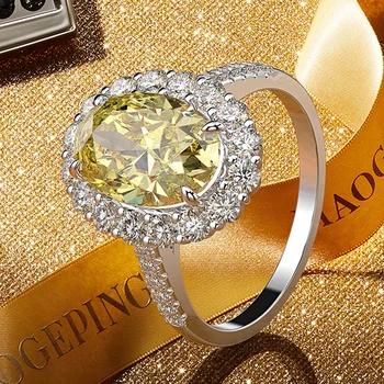 S925 sterlingas sidabro high-end Putojantis AAAAA Cirkonis vestuvių žiedas Prabanga Ovalo 8*12mm Rožinė Geltona Balta CZ papuošalai Enagement žiedas