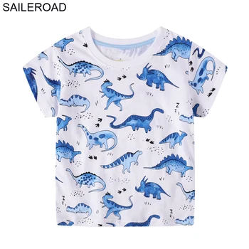 SAILEROAD berniukų marškinėliai Ryklys Spausdinti Vaikai Viršūnes Tees T Shirts Vasaros New Baby Vaikiški Marškinėliai Gyvūnų dinozauras, Vaikų Drabužiai