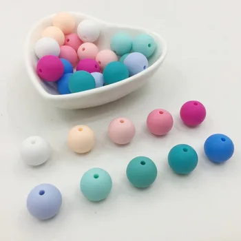 Saldainiai spalvos Silikono granulių turas 100VNT kūdikių teether 15mm Priedai Silikono Granulių Pakabukas 