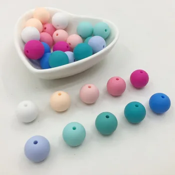 Saldainiai spalvos Silikono granulių turas 100VNT kūdikių teether 15mm Priedai Silikono Granulių Pakabukas 