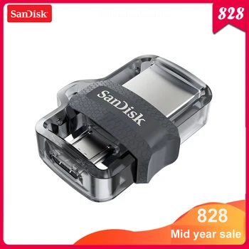 Sandisk USB Flash Diskas 128GB 64GB 32GB 16GB Dual OTG Pen Ratai Didelės Spartos Atminties U Disko Mikro USB3.0 Kortelės SDDD3 Už Telefoną ar KOMPIUTERĮ