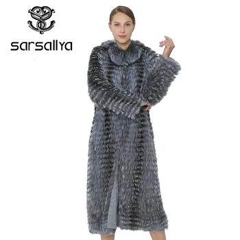 SARSALLYA Ilgai Originali Fox Fur Coat Žiemos Paltai Nekilnojamojo Silver Fox Liemenė Moterims Drabužių Audinės Kailis Natūralus Lapės Kailio Liemenės Moterų