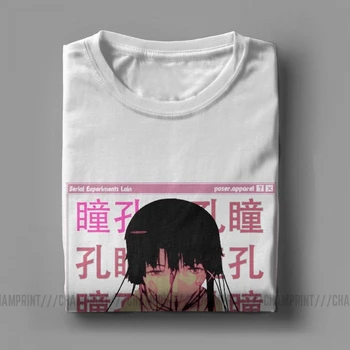 Serail Eksperimentai Lain Liūdna, Japonų Anime, Manga, T-Marškinėliai, Žmogus turi Trumpas Rankoves Derliaus Tees Grynos Medvilnės Viršūnes Plus Size T Shirts