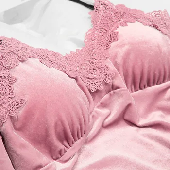 Sexy Moteris Sleepwear Skraiste Suknelė su Aksomo Kelnės Pižama Nėrinių Miego Lounge Nustatyti Ponios Pižamą Chalatas Patalpų Drabužiai Kostiumas