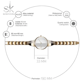 Shengke 2019 Mados Moterų Riešo Laikrodžiai Atsitiktinis Auksu Moterų Laikrodžiai Žavesio Ponios Laikrodis Apyranke Kvarciniai Laikrodžių Moterims