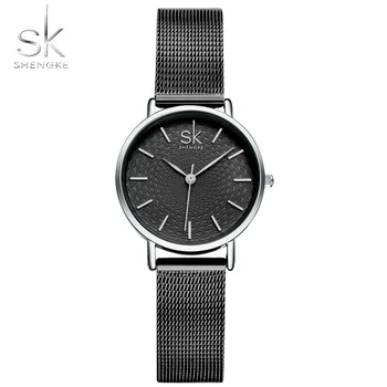 Shengke Prabangos Prekės ženklo Moterų Laikrodžiai Aukštos Kokybės Aukso Tinklelio Diržo Suknelė Moterims Watch Laikrodis Moterų Laikrodžiai Reloj Mujer SK