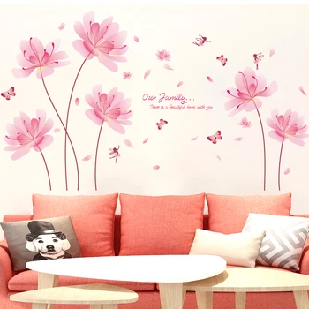 [shijuekongjian] Rožinės Spalvos Gėlės Sienų Lipdukai 