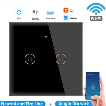 Sienos Wifi Smart Touch Jungiklio Nėra Neutralaus Laido Reikiamo Balso Kontrolės Paramos Alexa 