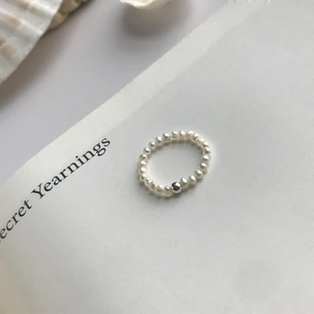 Silvology 925 Sterlingas Sidabro Mažas Pearl Žiedai Moterims Natūralių Gėlavandenių Perlų Elegantiškas Madingas Plonas Žiedai Paprasti Papuošalai