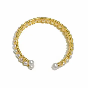 SINZRY karšto rankų darbo natūralių gėlavandenių perlų asmenybės manžetai bangles elegantiškas žavesio apyrankės moterims