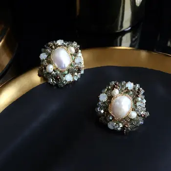 SINZRY original rankų darbo baroko perlas derliaus perdėti stud auskarai kūrybos dovana, papuošalai