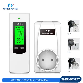 Skaitmeninis temperatūros reguliatorius,temperatūros reguliatorius Belaidis termostatas šildymo 220v Sokcke ir nuotolinio valdymo pultelis šiltas grindis