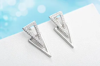 Skatinimo 925 sterlingas sidabro mados Trikampis kristalas moterų Kalėdų dovana Kovos su alergija ponios'stud auskarai papuošalai pigūs mergina