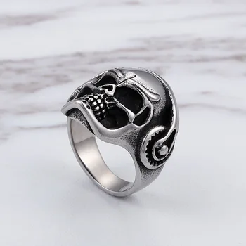 Skeletas men 's žiedas, nerūdijančio plieno, ausines Kooko žiedas Europa ir Jungtinės amerikos valstijos punk vėjo prekybos papuošalai