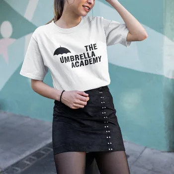 Skėtis akademijos Spausdinti Moterų marškinėliai Medvilnės Atsitiktinis Juokingi marškinėliai Lady Viršuje Tee Hipster Tumblr