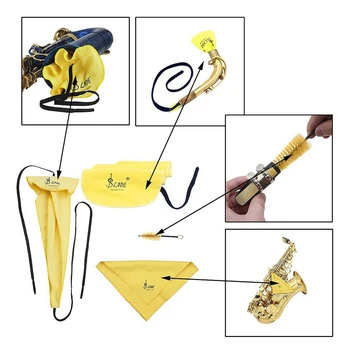 SLADE 4 1 Saksofonas Valymo Priežiūros Rinkinys Įskaitant Sax Valymo servetėlės, Kandiklį Šepetys Klarnetas, Fleita, Wind & Woodwind Ins