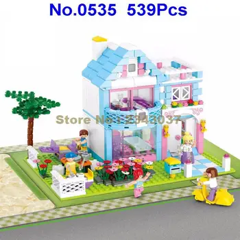Sluban 539pcs rožinė svajonė prabanga vila mergina pastato blokas Žaislas