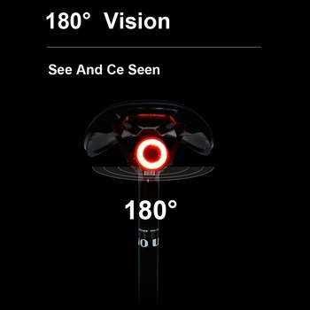 Smart Dviračių Galinis Žibintas Auto Start/Stop Stabdžiai Jutikliai IPX6 Vandeniui Dviračių Uodegos Šviesos Dviračių LED Uodega Lempos Dviračių Priedai