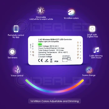 Smart RGBWW LED Šviesos Juostelės Zigbee Valdytojas RGBWW Spalva Keičiasi Darbo su Zigbee Centru ir Echo Plius pritemdomi, Aplinkos Šviesos