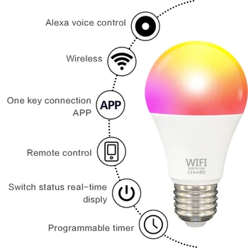 Smart Wifi Lemputė Tamsos Lemputė 9W RGBCW Smart Lemputės, Valdymas Balsu Dirbti Su Alexa, Google 