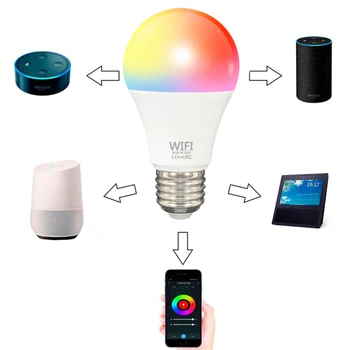 Smart Wifi Lemputė Tamsos Lemputė 9W RGBCW Smart Lemputės, Valdymas Balsu Dirbti Su Alexa, Google 