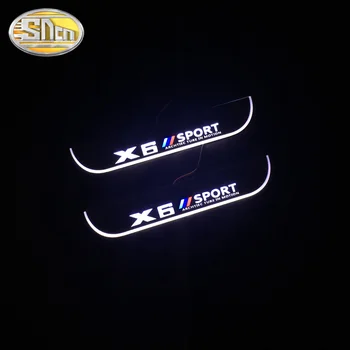 SNCN 4PCS Akrilo Dinaminis LED Sveiki Pedalą Automobilis Nusitrinti Plokštė Pedalo Durų Slenksčio Kelias Šviesos BMW X6 E71 F16 G06