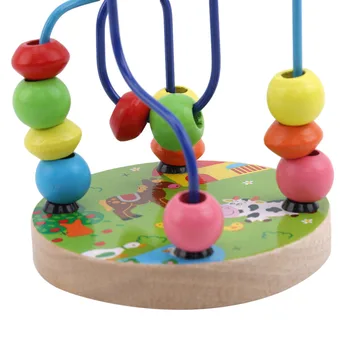 Spalvingas medinis Žaislas Kūrimo Bloką, Vielos Ritinėlis, Labirintas Vaikų Mokymąsi, Švietimo montessori Žaislai Žaidimas Aplink Karoliukai Vaikams, Žaislai