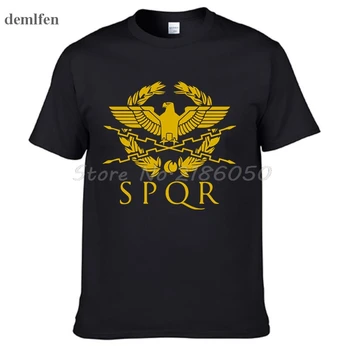 SPQR Romos Gladiatorių Imperial Golden Eagle T-Shirt Mens Atsitiktinis Trumpas O-Neck T shirt Harajuku Viršūnes Tees Rankovėmis Plius Dydis