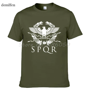 SPQR Romos Gladiatorių Imperial Golden Eagle T-Shirt Mens Atsitiktinis Trumpas O-Neck T shirt Harajuku Viršūnes Tees Rankovėmis Plius Dydis