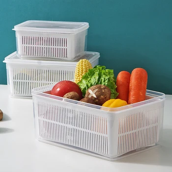 Stačiakampio formos plastiko dvigubo lygio talpinimo buitiniai šaldytuvai, vaisių, daržovių uždaromos crisper nutekėjimo saugojimo boxs WF