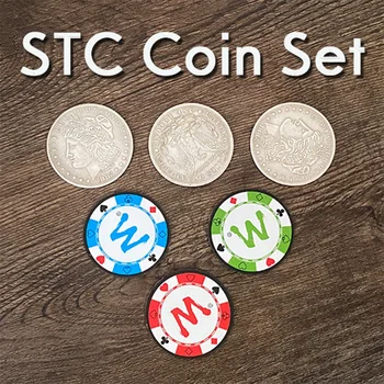 STC Monetų Rinkinys Magic Tricks Monetos Pakeisti Prasiskverbti Magia Arti Iliuzijų Gudrybė Rekvizitai Dauginant Sidabro Monetas Chip Magica