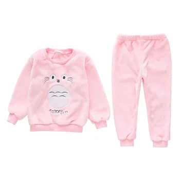 Storas Šiltas Veliūras Pižama Rinkinius, Moterų Žiemos Ilgos Rankovės Koralų Aksomo Pyjama Vaikų Mergaičių Animacinių Pijama Totoro Homewear