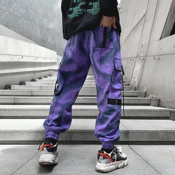 Streetwear Kelnės Vyrams Multi Pocket Hip-Hop Vyrų Siuvinėjimas Juostele Elastinga Juosmens Harajuku Poilsiu Kelnės