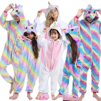 Suaugusieji, Vaikai Kigurumi Pižama Vienaragis Dygsnio Panda Pižama Onesie Vaikams, Cartoon Moterų Kūdikis Sleepwear Pižamos Berniukui, Mergina Kostiumai