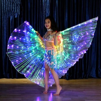 Suaugusiųjų pilvo šokio LED žibintai, sparnai kostiumas sparnus švyti Helovinas moterų parodyti Kalėdų rekvizitai su lazdomis