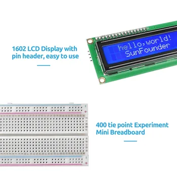 SunFounder Elektronika Įdomus Rinkinys su 1602 LCD Modulis,breadboard,LED,Rezistorius, dėl minėto sprendimo Arduino UNO MEGA2560 arba Aviečių Pi