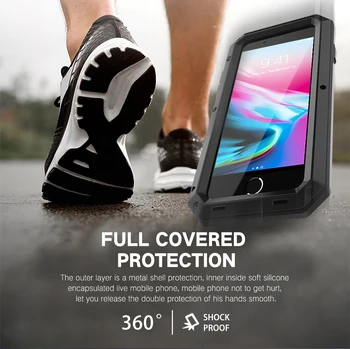 Sunkiųjų Doom Metalo Šarvai Aliuminio, atsparus smūgiams Atveju iPhone 12 11 Pro XS MAX XR 8 7 Plius 5S SE 2020 m. 360 Apsaugoti Telefono Dangtelį