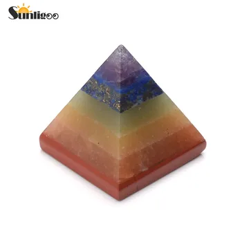 Sunligoo 1pc 7 Čakra Crystal Piramidės Energijos Generatorius Originalus Čakros Akmuo Reiki Healing Subalansuoti Dvasinę Energiją Akmens Gruodis