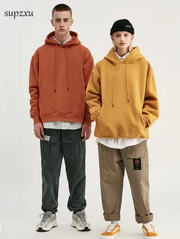 SUPZXU žiemos pora grandinės hoodie, vientisos spalvos hip-hop storio kašmyro megztinių, pritaikoma logotipas 2020 m.