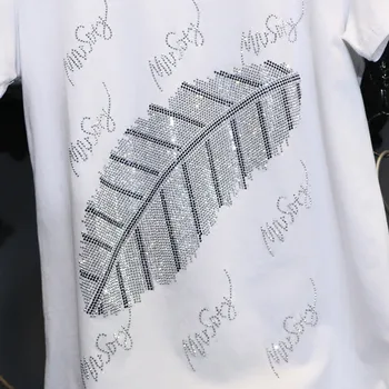 T-shirt moterims 2020 metų vasaros Deimantų trumpomis rankovėmis Aukštos Kokybės viršūnes Puloveriai Prarasti plius dydis atsitiktinis elastingumą, Žemiausią marškinėliai