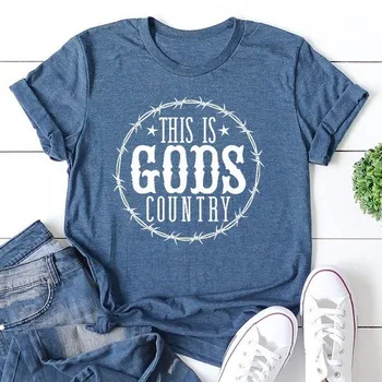 Tai Yra Dievų Šalies Laiškas Spausdinti Moterų Marškinėliai Trumpomis Rankovėmis O Kaklo Prarasti Moterų Marškinėlius Ponios Mados Marškinėliai, Topai Drabužiai