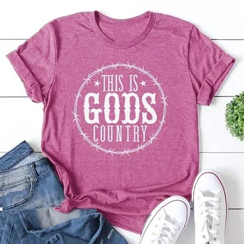 Tai Yra Dievų Šalies Laiškas Spausdinti Moterų Marškinėliai Trumpomis Rankovėmis O Kaklo Prarasti Moterų Marškinėlius Ponios Mados Marškinėliai, Topai Drabužiai